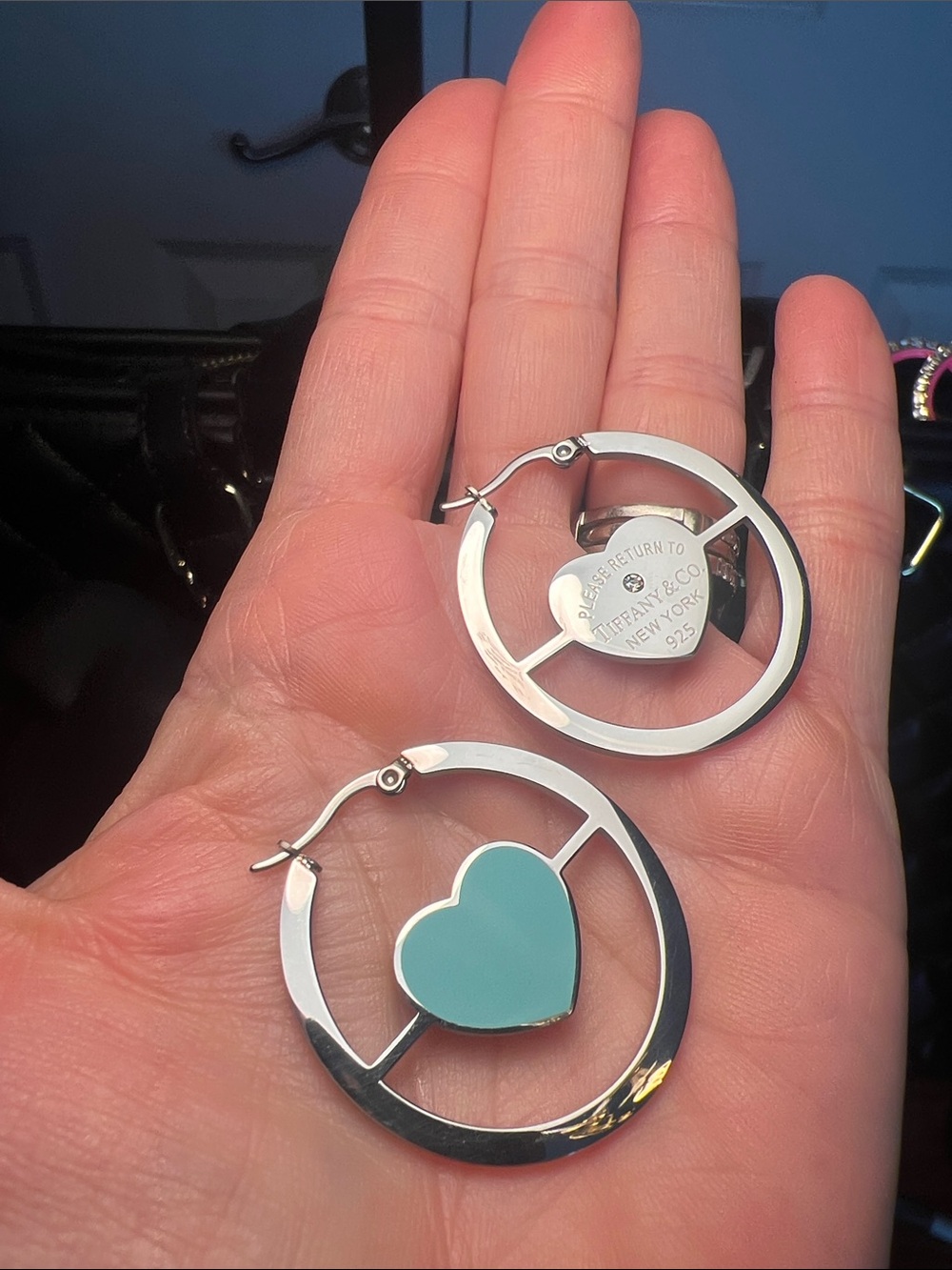 Turquoise Reversible Heart Hoop Earrings